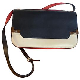 Bolsa Lancel L Tricolor de Couro Preto Bege e Vermelho Multicor