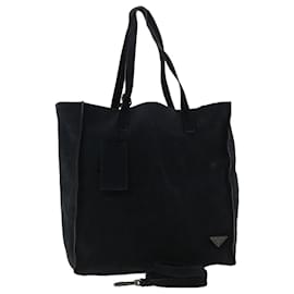 Prada-PRADA Tote Bag Suede 2way Navy Auth cl300-Navy blue