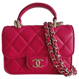 Mini pochette Chanel classique fuchsia Rose