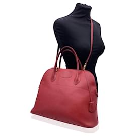 Hermès-Hermes Vintage 1992 Red Leather Bolide 35 Satchel Bag with Strap-Red