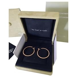 Van Cleef & Arpels-Perlée hoop earrings with gold beads, Small model, In rose gold.-Golden