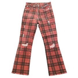 R13 Bootcut Jeans Red Black Check Print Red