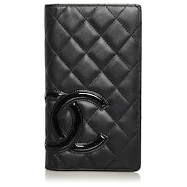 Chanel-Portefeuille à deux volets noir Cambon Ligne Chanel-Noir