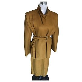Dior Skirt Suit Wool Mustard Yellow Yellow Mustard