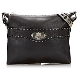Fendi-Sac bandoulière en cuir marron Selleria Fendi-Marron