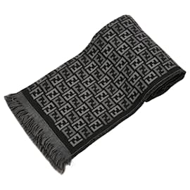 Fendi-Fendi Gray Zucca Wool Scarf-Grey