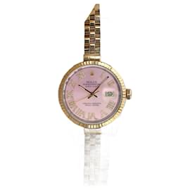 Rolex-Rolex Mens Datejust Two-tone Pink Dial 16233 Dial 18k Fluted Bezel 36mm watch-Other