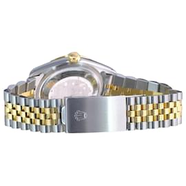 Rolex-Rolex Mens Datejust Two-tone Blue Diamond Dial 18k Fluted Bezel 36mm watch-Other
