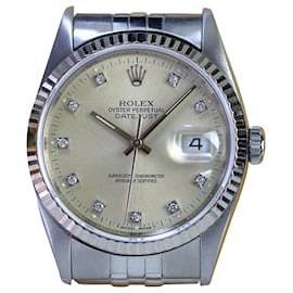 Rolex-Rolex Datejust 16234 Silver Factory Diamond Dial-all Factory-Grey