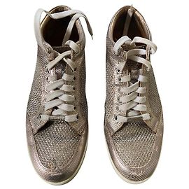 Jimmy Choo Sneaker Rosa Silber Metallic Silber Pink