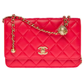 Chanel-Sublime Chanel Wallet On Chain shoulder bag (WOC) limited edition "Pear Crush" in red quilted leather-Red