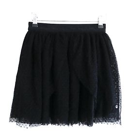 Falda de niña Dior en capas de tul negro con lunares Negro
