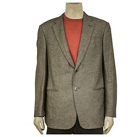 Emporio Armani Armani Collezioni Gray Virgin Wool Blend Two Button Front Men's Jacket size 54 Dark grey