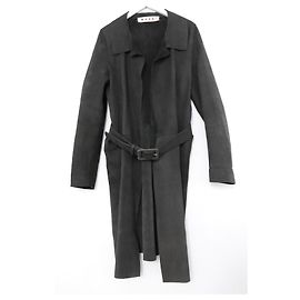 Marni AW06 Staubmantel aus grauem Sämischleder Anthrazitgrau