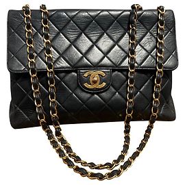 Chanel Handbag Black Lambskin Gold Hardware Black Gold hardware