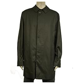 Burberry-Burberry Men's Cotton Blend Black Trench Jacket Check Lining Coat size 56-Black