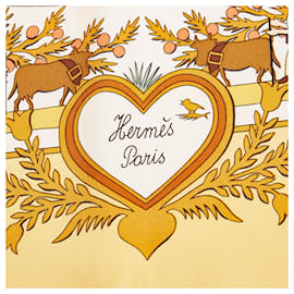Hermès-Hermes Yellow Decoupages Silk Scarf-Yellow