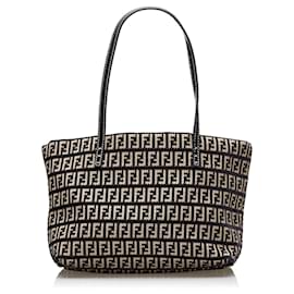 Fendi-Fendi Black Zucchino Mini Tote-Brown,Black,Beige,Other
