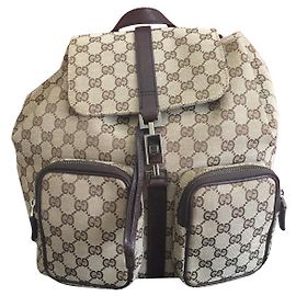 Gucci Vintage Jackie Rucksack GG Canvas Medium Braun Hellbraun
