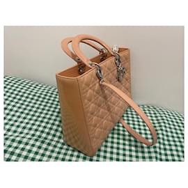Dior-Lady Dior Large Nude Cannage Quilted Patent-Other