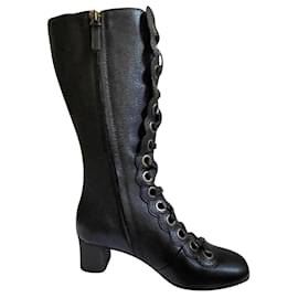 Chloé Black Leather Boots 36.5 Black
