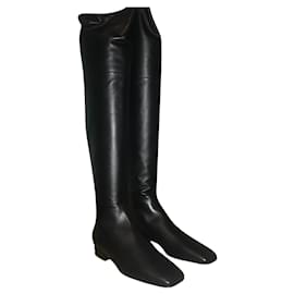 Versace-Botte Versace Boot Calf Leather Taille 40.5-Noir,Doré