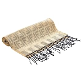 Fendi-Fendi Brown Zucca Wool Scarf-Brown