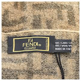 Fendi-Fendi Brown Zucca Wool Scarf-Brown
