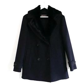 Loro Piana Pea coat in baby cashmere e visone Loro Pain Blu navy