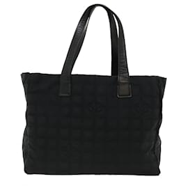 Chanel-CHANEL Travel line Tote Bag Nylon Black CC Auth ar8576-Black
