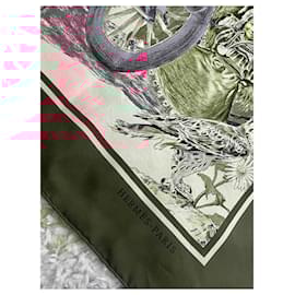 Hermès-Amazing Hermès scarf "Concours d'élégance 1988 Limousines de Voyage"-Brown