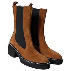 Khaite Calgary suede high boots cognac Cognac