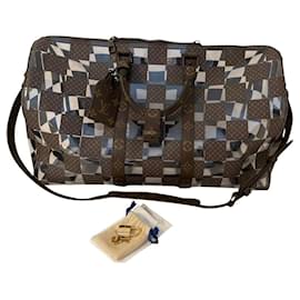 Louis Vuitton-FW22 Keepall Bandouliere 50 Chess Coated-Brown