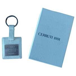 Cerruti 1881-Porte-clés en cuir Cerruti-Blanc