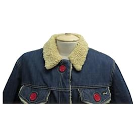 Marc Jacobs-JAQUETA MARC JACOBS JAQUETA JAQUETA OVELHA GOLA M 38 JAQUETA JEAN SHEARLING-Azul