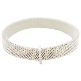 NOVA PULSEIRA MAUBOUSSIN ME NEM NEM 14.5 CM EM AÇO BRANCO E DIAMANTES DE OURO Prata