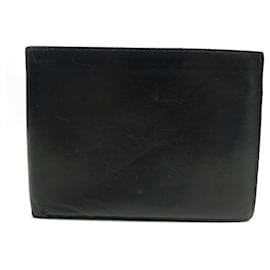 Hermès-VINTAGE HERMES WALLET CARD HOLDER 1976 BLACK LEATHER WALLET-Black