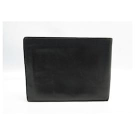 Hermès-VINTAGE HERMES WALLET CARD HOLDER 1976 BLACK LEATHER WALLET-Black