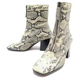 Chloé NEUF CHAUSSURES CHLOE PYTHON BOTTINES 011855 37.5 CUIR PYTHON BEIGE BOOTS Autre