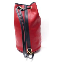 Céline-NEW CELINE SEAU HANDBAG IN RED GRAINED LEATHER LEATHER BUCKET HAND BAG-Red