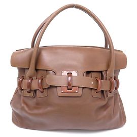 Bolsa Salvatore Ferragamo 21-para026 BOLSA DE OMBRO DE COURO MARROM Marrom