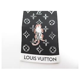 Louis Vuitton-NUEVO BUFANDA CON DIADEMA LOUIS VUITTON X GRACE CODDINGTON CATOGRAM BUFANDA DE SEDA-Negro
