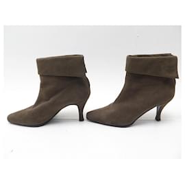 Chanel-CHANEL SHOES BOOTS WITH HEELS 36 BROWN SUEDE SUEDE BOOTS SHOES-Brown