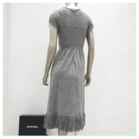 Chanel-CHANEL Paris-Dallas Kleid mit Fransen Gr.36-Grau