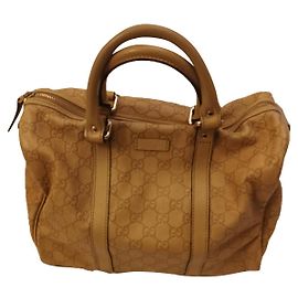 Bolsa de mão Gucci em couro bege com logo Bege