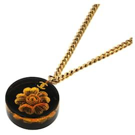 Chanel-Camellia GP Pendant Necklace-Golden