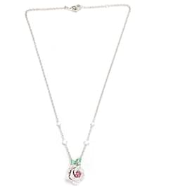 Dior-Rose Rhinestone Studded Necklace-Silvery