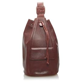 Salvatore Ferragamo-Drawstring Leather Crossbody Bag DF-21 5692-Brown