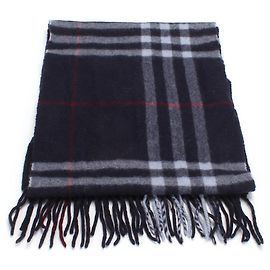 Burberry Plaid Wool Scaf Blue