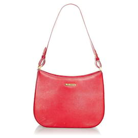 Burberry-Leather Shoulder Bag-Red